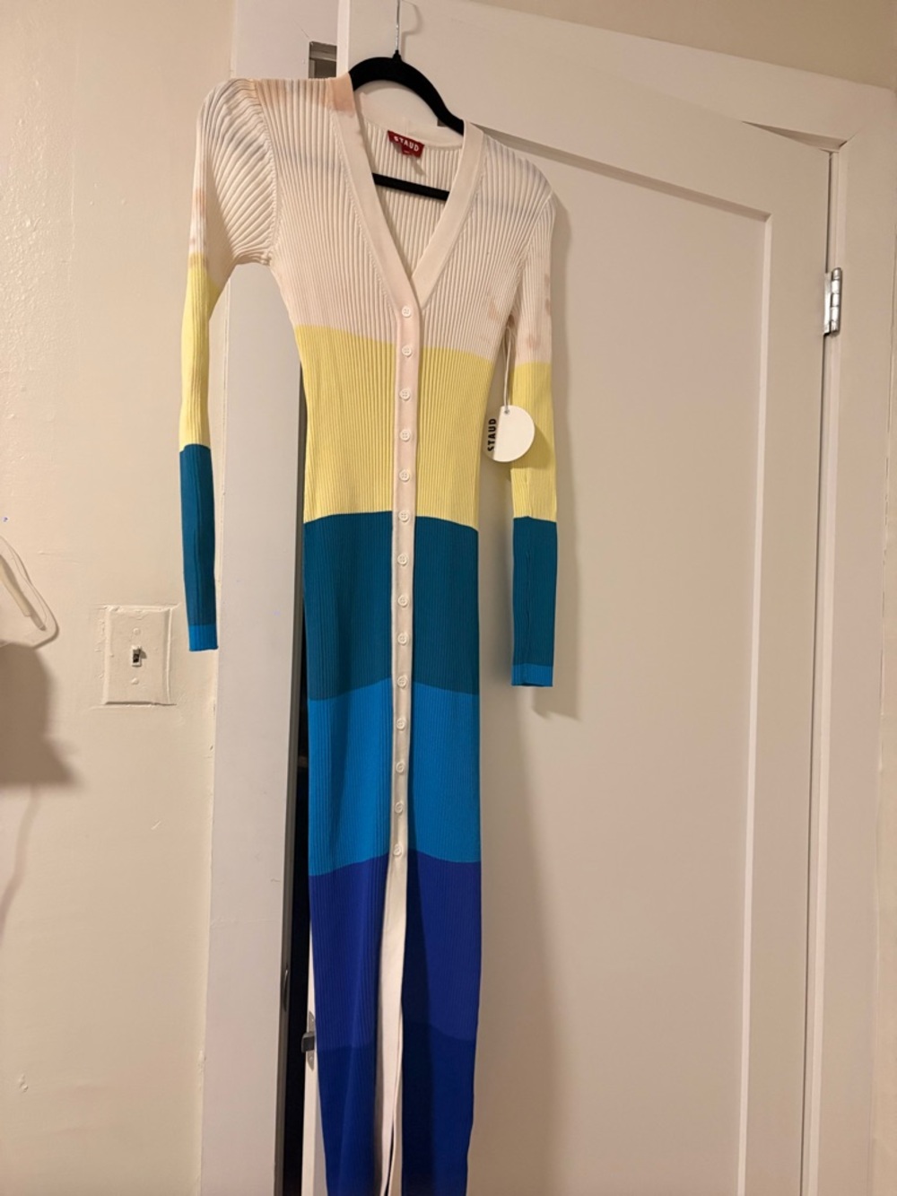 STAUD Shoko Midi Dress Pacific Stripe